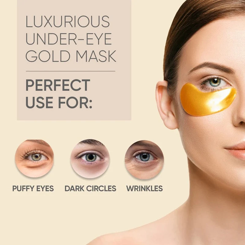 Revitalize Your Look with Gold Under Eye Patches - Reduce Puffiness, Lighten Dark Circles, and Smooth Fine Lines