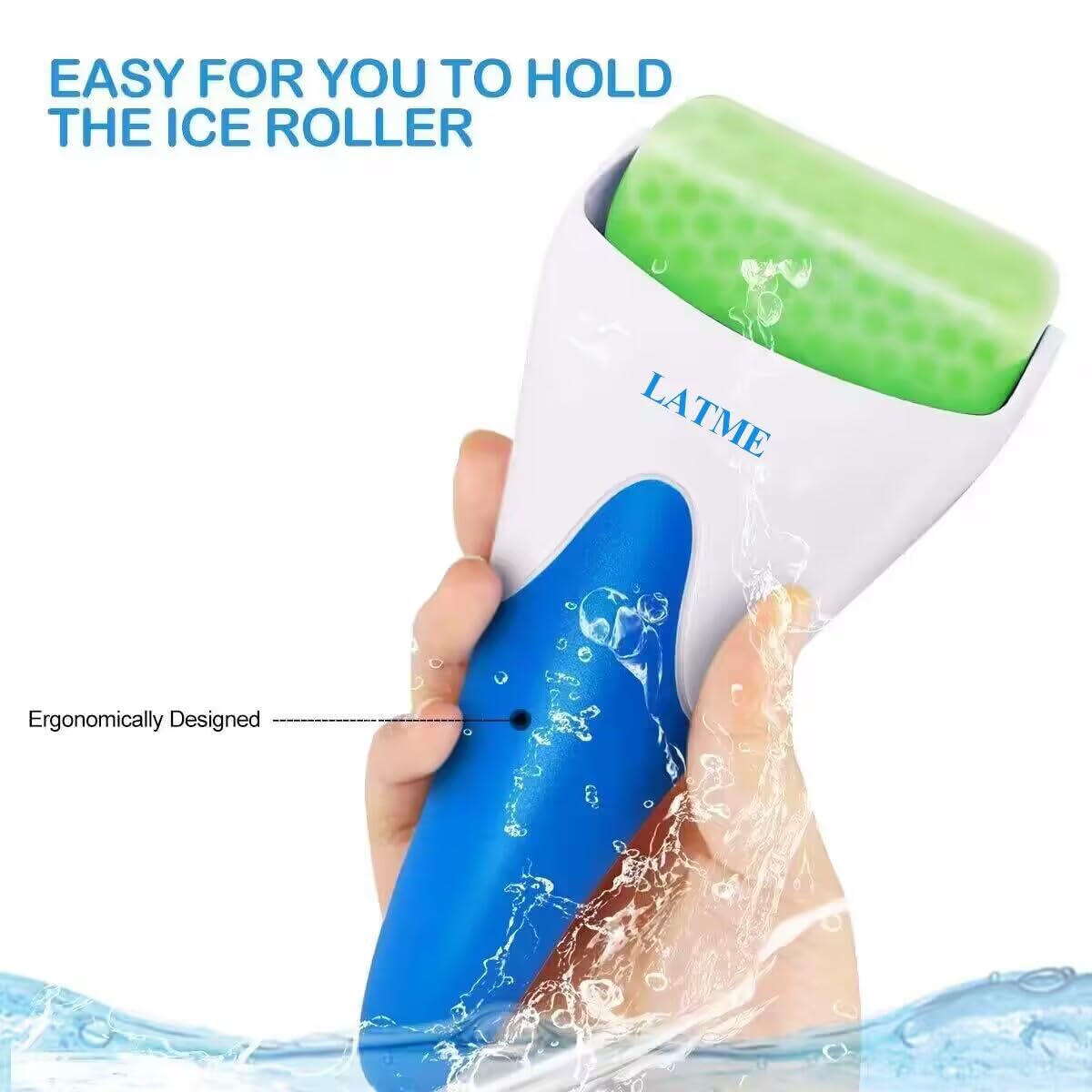 LATME Ice Roller for Face Eyes,Womens Gifts,Face Massager Roller Puffiness Migraine Pain Relief and Minor Injury (Green)