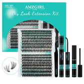 AMZGIRL LASH Clusters Kit 320Pcs, DIY Individual Extensions with Lash Bond and Seal, Remover For False Eyelashes, Applicator Tool Kit At Home(3040D,D-Mix9-16mm, Black | Vita Purely