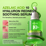 Revitalize Your Complexion with Our Azelaic Acid 10% & Hyaluronic Acid Redness Relief Serum - Lightweight Hydration for Blemish-Prone & Oily Skin, 1.01 Fl Oz