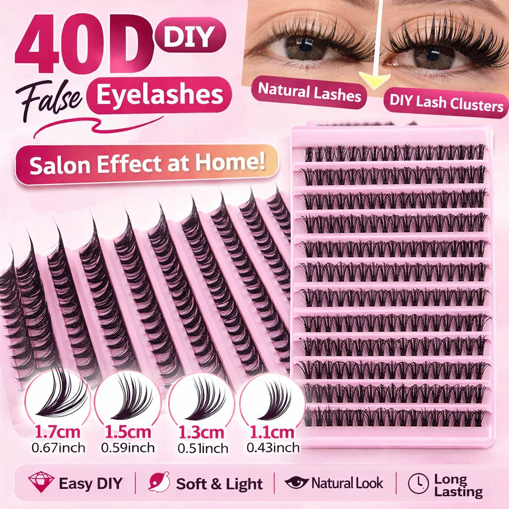 Vita Purely DIY Lash Cluster Kit – 200PCS Natural Volume Eyelash Extensions (8–16mm Mixed Length, Salon Look at Home)