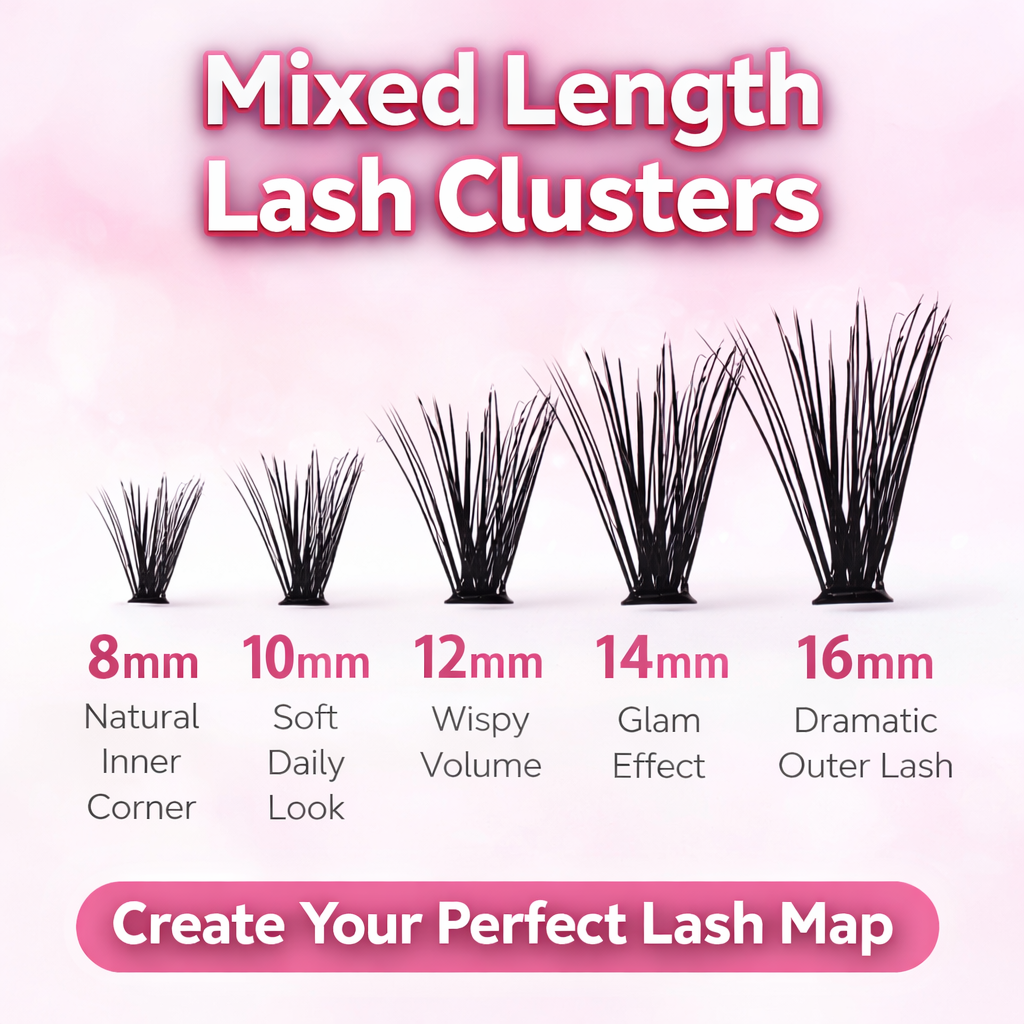 Vita Purely DIY Lash Cluster Kit – 200PCS Natural Volume Eyelash Extensions (8–16mm Mixed Length, Salon Look at Home)
