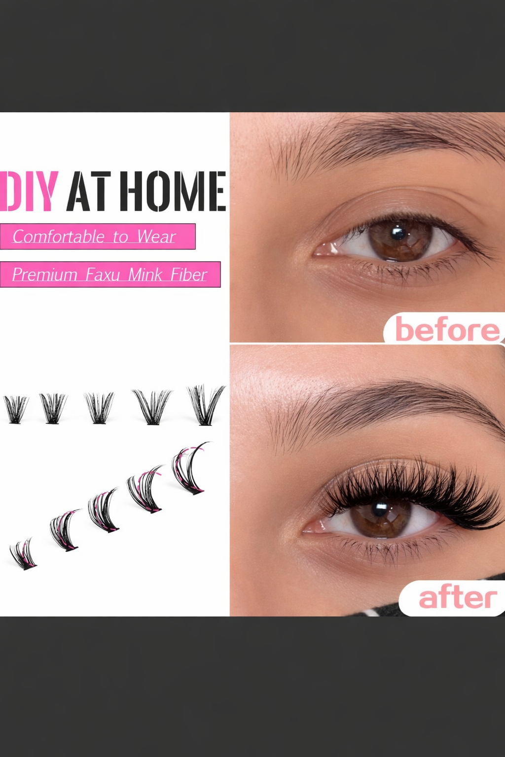 Vita Purely DIY Lash Cluster Kit – 200PCS Natural Volume Eyelash Extensions (8–16mm Mixed Length, Salon Look at Home)