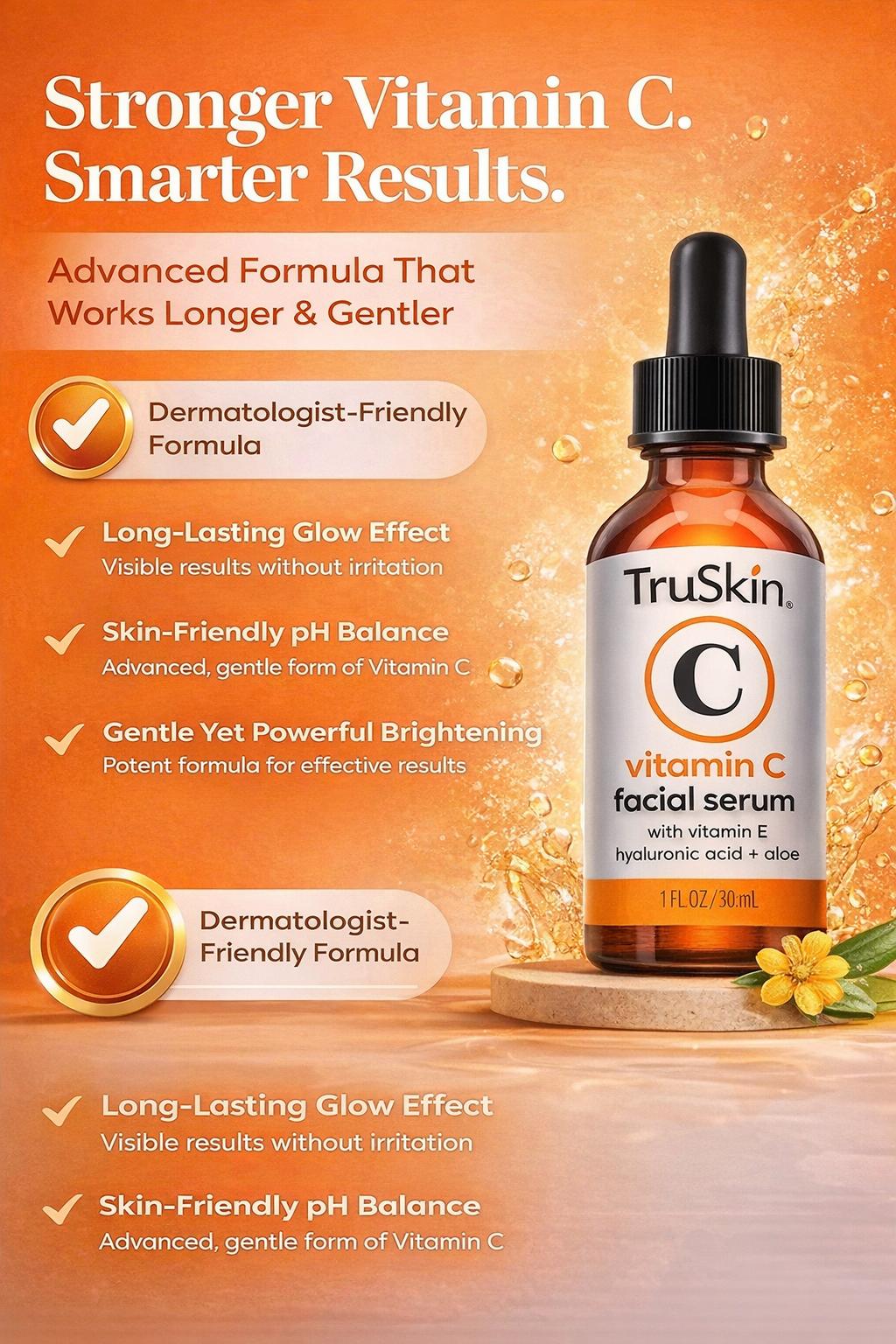 Vitamin C Face Serum with Hyaluronic Acid & Vitamin E – Brightening, Anti-Aging & Dark Spot Corrector (1 FL OZ)