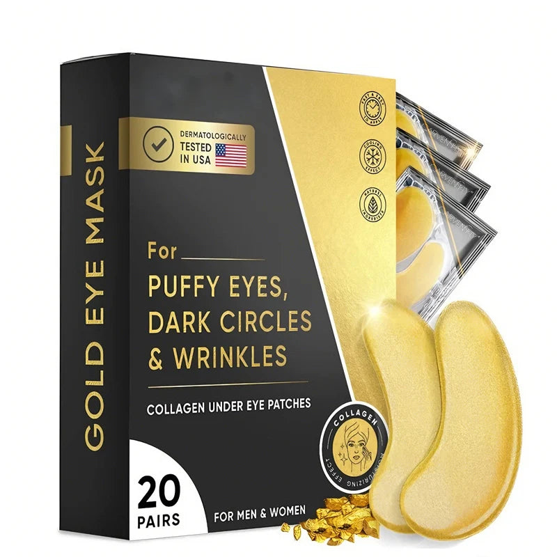 Revitalize Your Look with Gold Under Eye Patches - Reduce Puffiness, Lighten Dark Circles, and Smooth Fine Lines