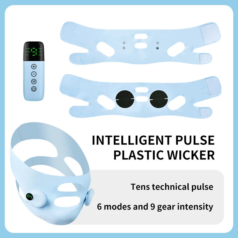 Transform Your Look with the V-Shaped Face Machine: Dual Action Double Chin Reducer & Face Lifting Device with 6 Modes and 9 Intensity Levels