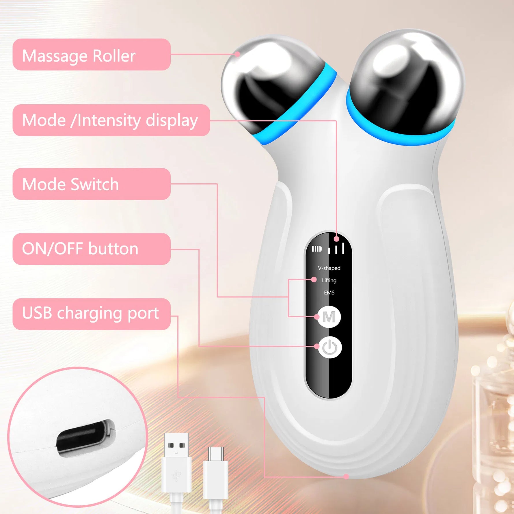 Revitalize Your Skin with the Anti-Aging Microcurrent Facial Device - Enhance Absorption and Achieve a Youthful Glow!