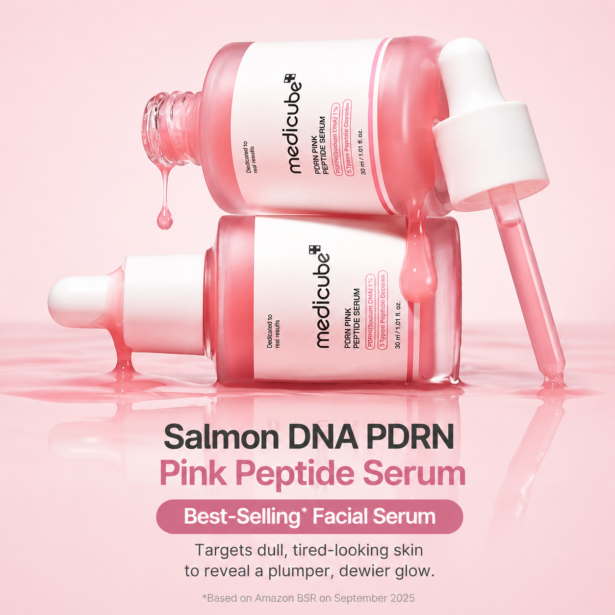 Medicube PDRN Pink Peptide Serum – Hydrating Korean Glow Serum, 1.01 fl oz
