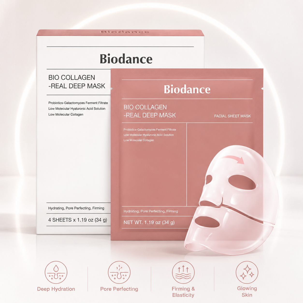 Biodance Bio-Collagen Real Deep Mask – Glass Skin Collagen Hydrogel Face Mask (4 Sheets)